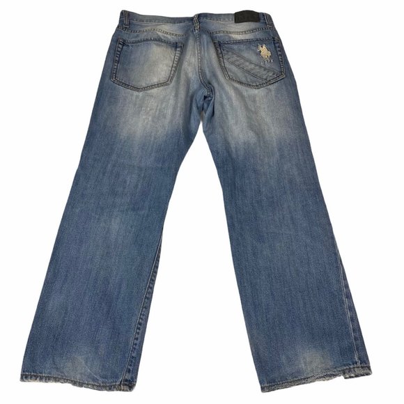 U.S. Polo‎ ASSN. USPA Jeans Men's 36x30 Distressed Light Wash Faded Logo Casual - Picture 1 of 8